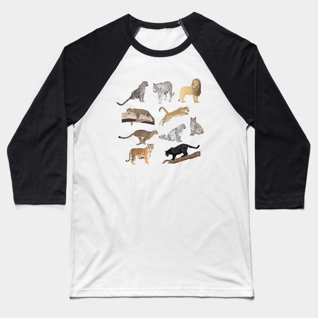 Wild Cats Pattern Baseball T-Shirt by NorseTech